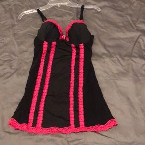 Black and hot pink underwire slip